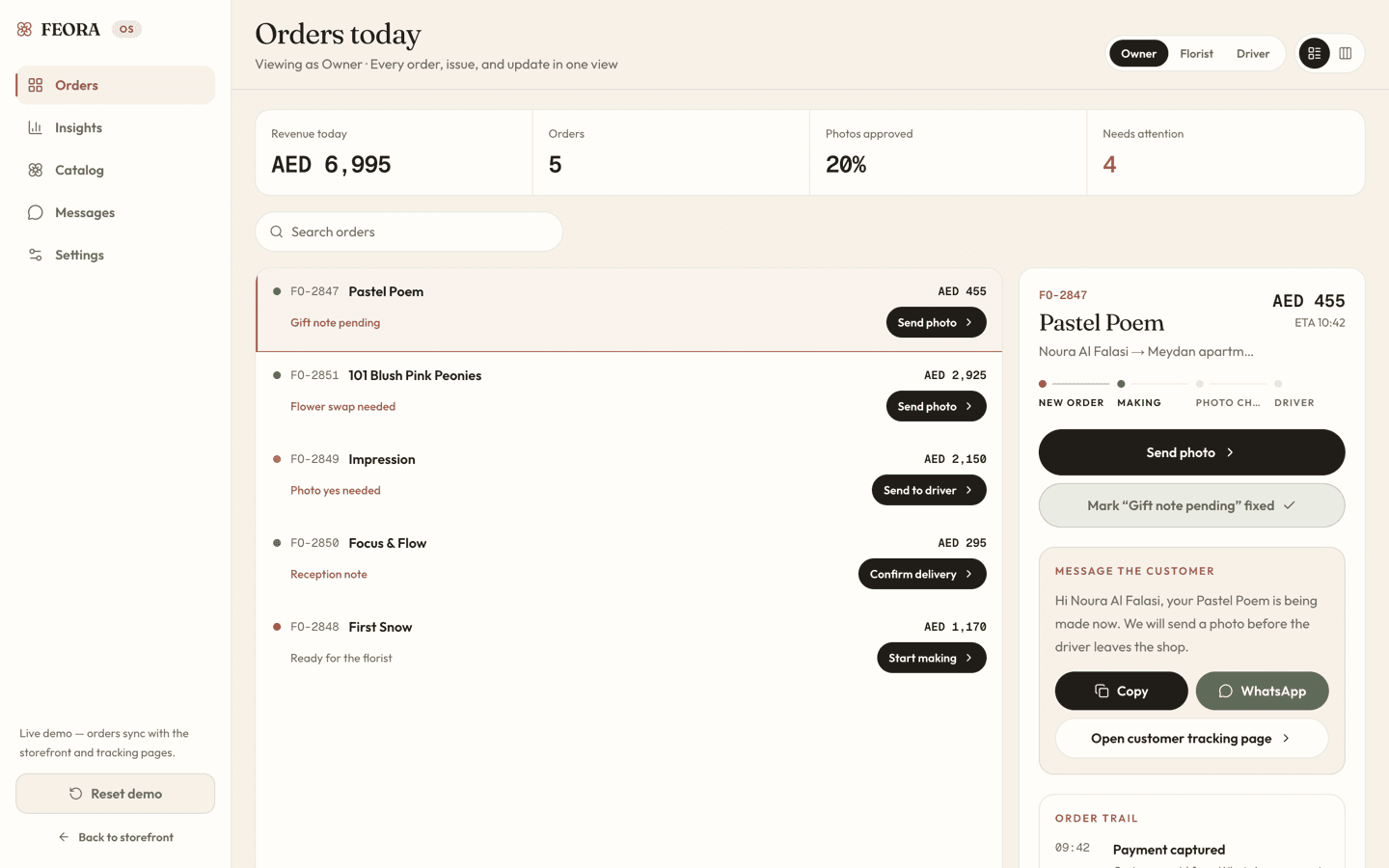 Feora Dashboard preview